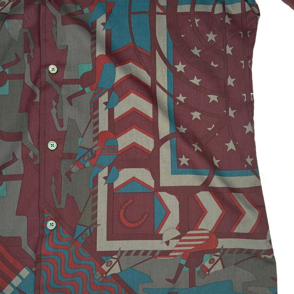 Hermes Steeple Chase Finess Shirt 15 3/4 - 40 France Brick Red Polished Cotton - Picture 9 of 14